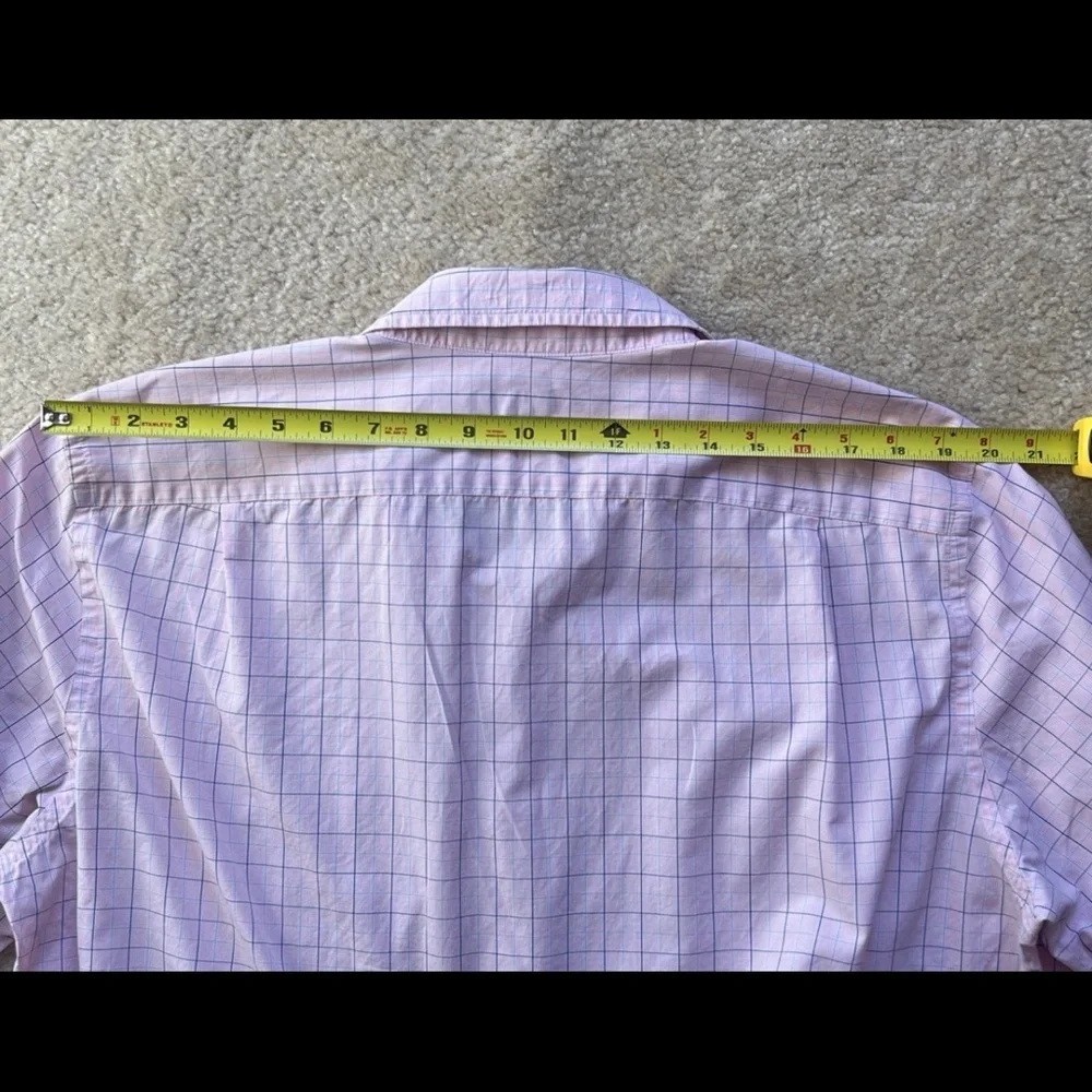 J. Crew Men’s Size XL Dress Shirt Checkered 120's 2ply Cotton Button Down Pink